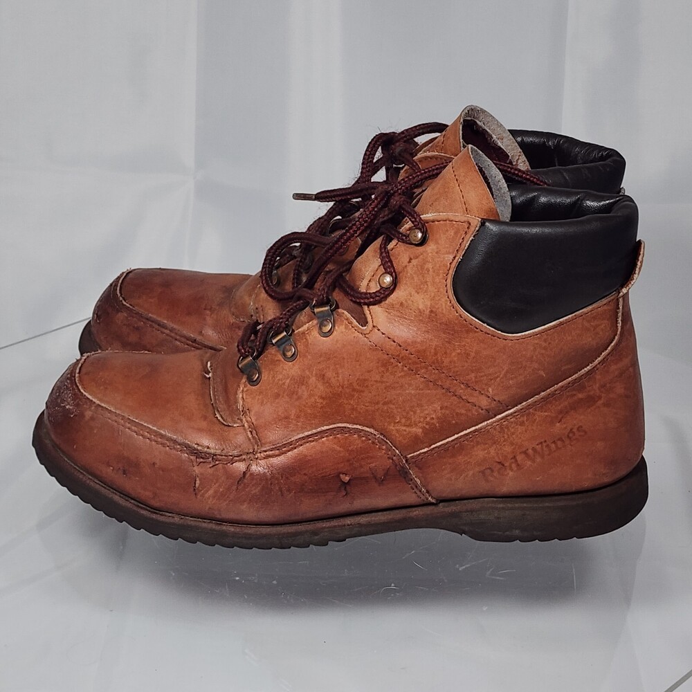 Vintage Red Wing Truwelt Moc Toe Leather Work Boots USA Made Men 8D Steel Toe